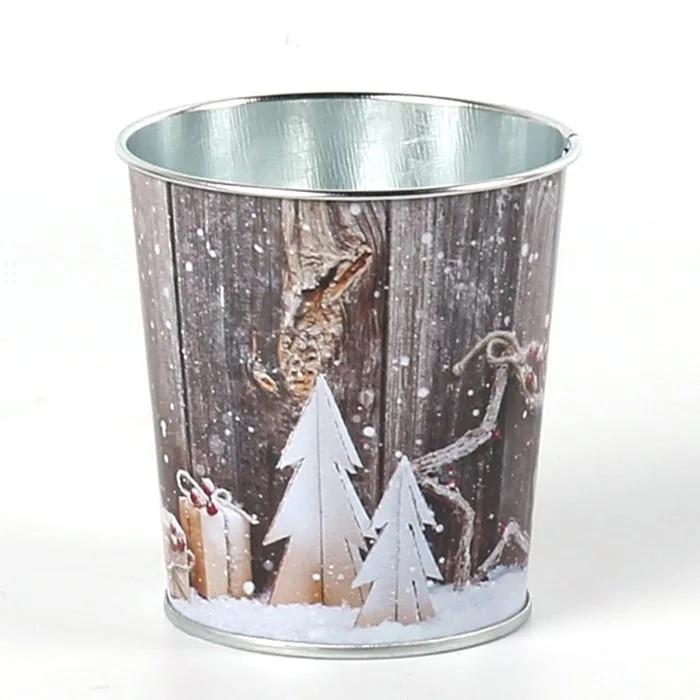 Christmas Bucket Metal Basket Bucket Christmas Decorations Vintage Holder Decor for Indoor and Outdoor Decorative