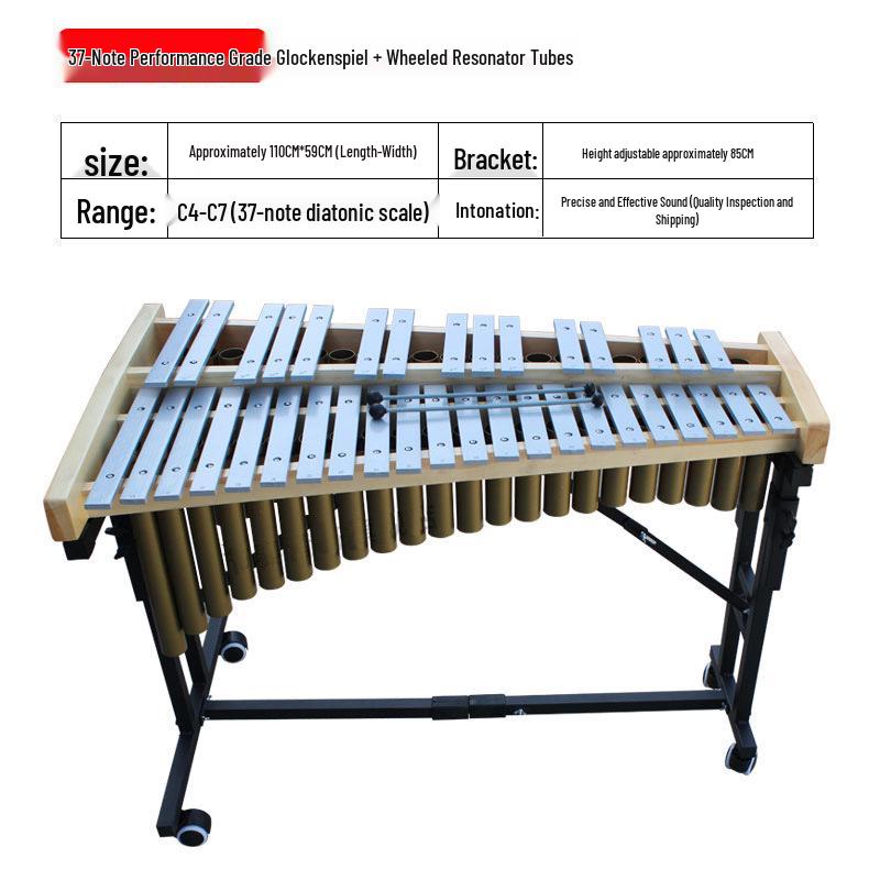 Professional Marimba Rosewood & Aluminum Xylophone, 32-37 Tone Percussion Steel Tongue Drum