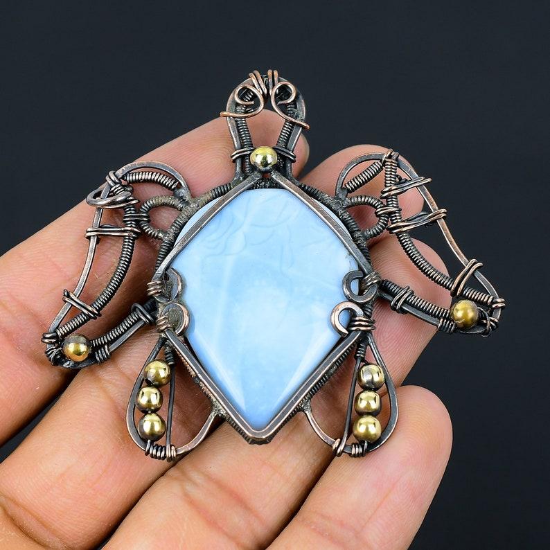 Turtle Owyhee Opal Pendant Copper Wire Wrapped Pendant Owyhee Opal Gemstone Handmade Pendant Jewelry Owyhee Opal Jewelry Anniversary Gifts