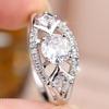 Elegant Silver Color Ring for Women Round Zircon Wedding Banquet Fashion Jewelry Gift