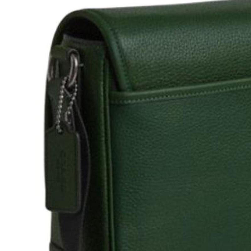 Coach Sprint 25 Printed Logo Leather Shoulder Crossbody Bag Medium Unisex Couple Style Hunter Green