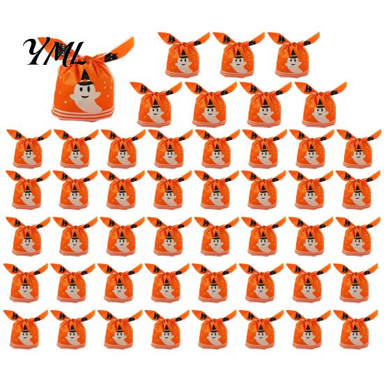 Clear Plastic Snack Pouches for Retail 48 Pcs Halloween Candy Bags, Kids Trick or Treat Goodie Cute Rabbit Portable Bags School Events Ear Small Gift