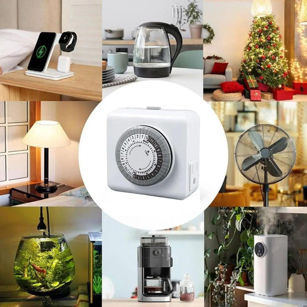 15A 1250W Mechanical Timer 24-Hour Cycle Outlet Timer Automatic Shutdown Timer  Daily On/Off Cycle