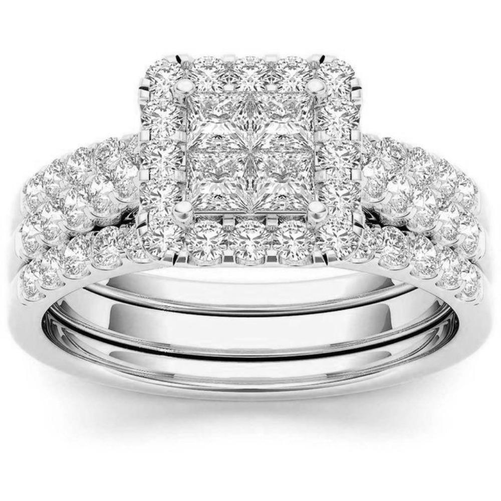 

Комбинированное кольцо с цирконием, квадратное позолоченное ювелирное изделие. No. 10 серебряный