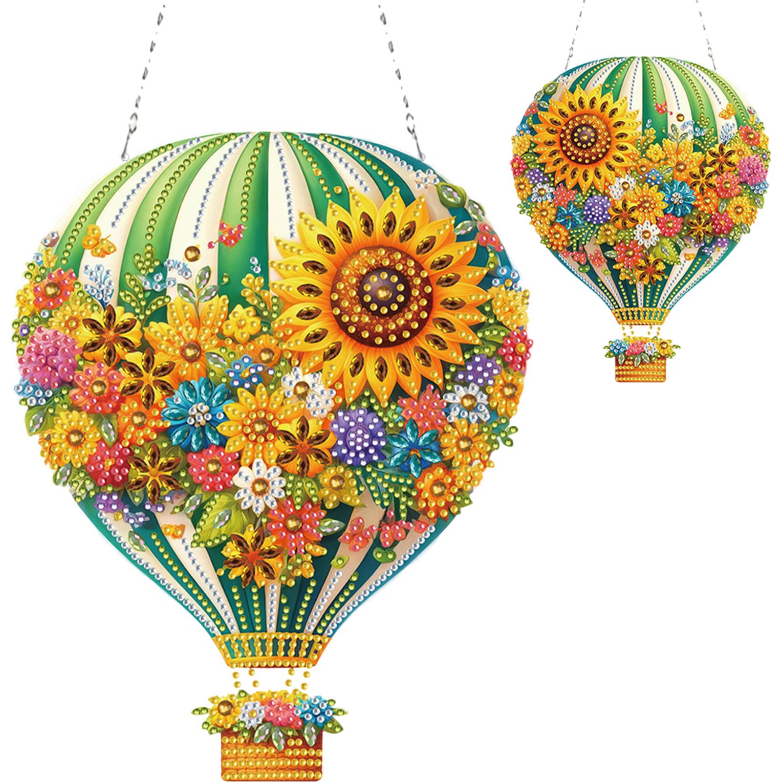 

Flower Hot Air Balloon Theme 2D Flat DIY Rhinestone Diamond Art Window Pendants Diamond Art Pendant DIY Home Decor Hanging Charm