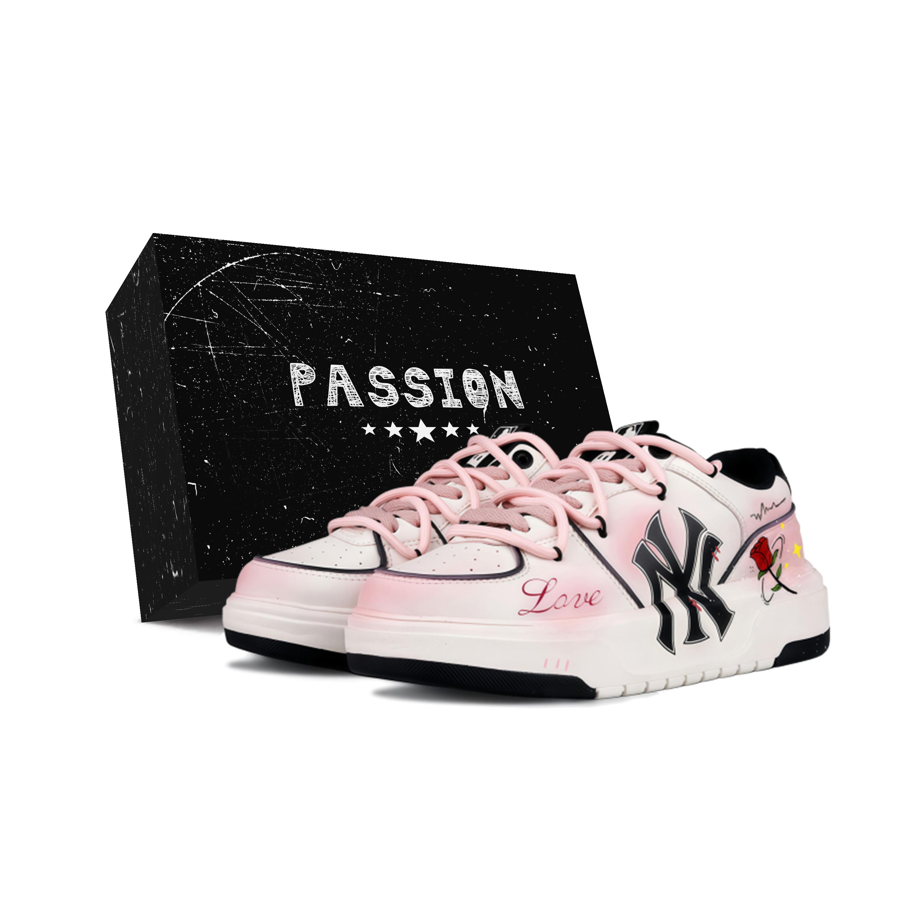 

MLB Chunky Liner Rose Appointment Height Increasing Low top Skateboard Shoes Unisex Pink White 3ASXCA12N-50WHS(Team1142-) 43