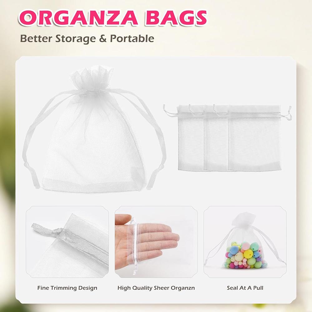 100/50/30pcs White Organza Bags Jewelry Packaging Wedding Party Gift Bags Drawstring Candy Pouches Christmas Small Bag Storage