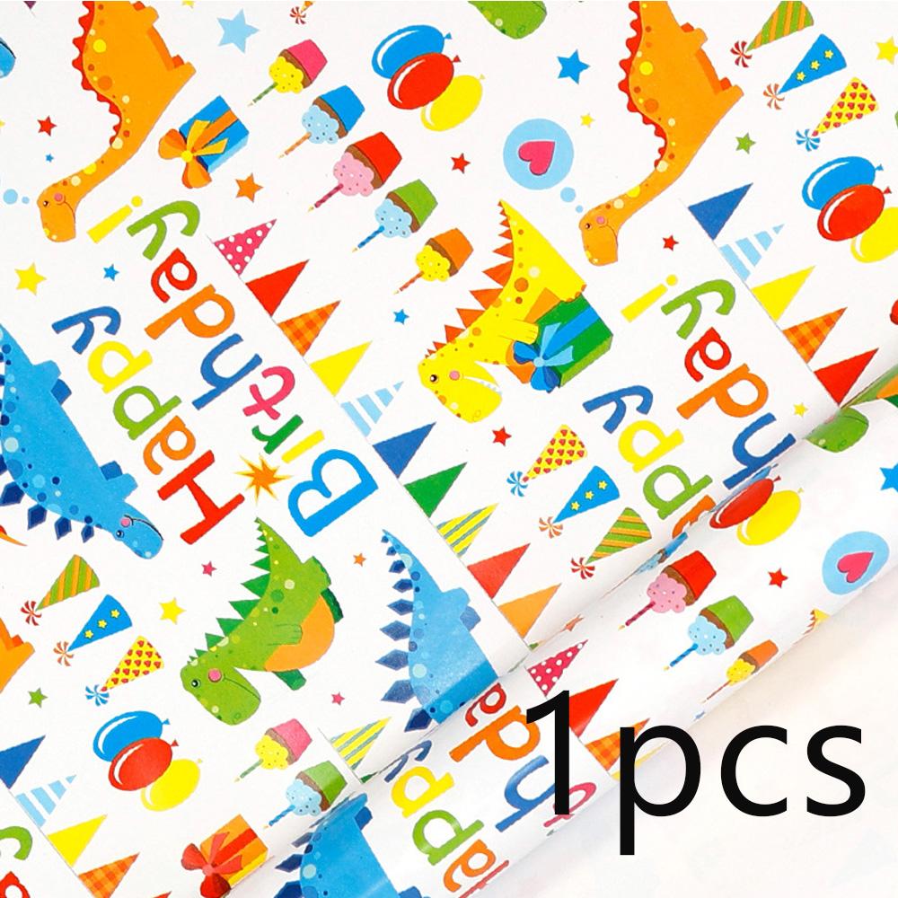 1pcs Wrapping Paper Roll Colorful Happy Birthday Gift Wrapping Paper Kids Birthday Party Holiday Wrap Cartoon Craft Paper Decor