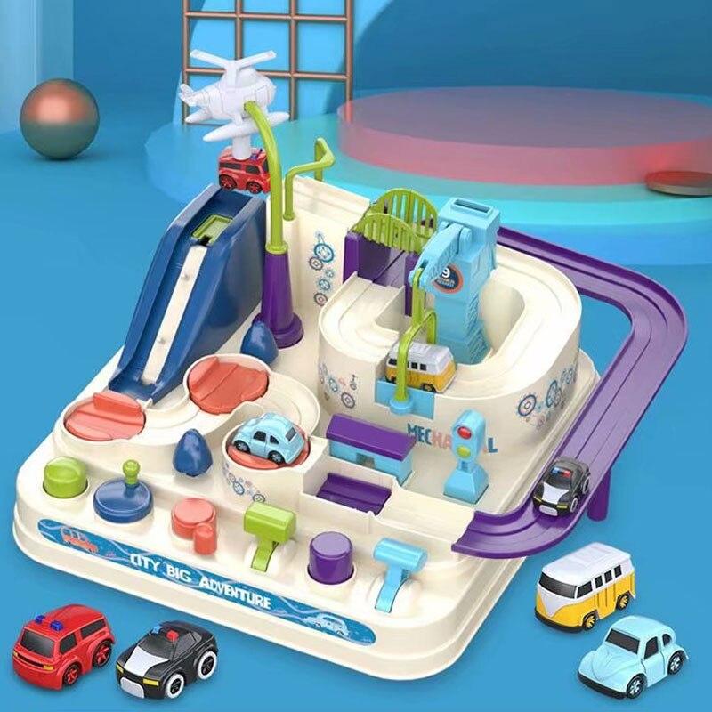 Racing Rail Car Model Racing Educational Toys Children Track Car Adventure Game Brain Game Mechanical Interactive Train Toy