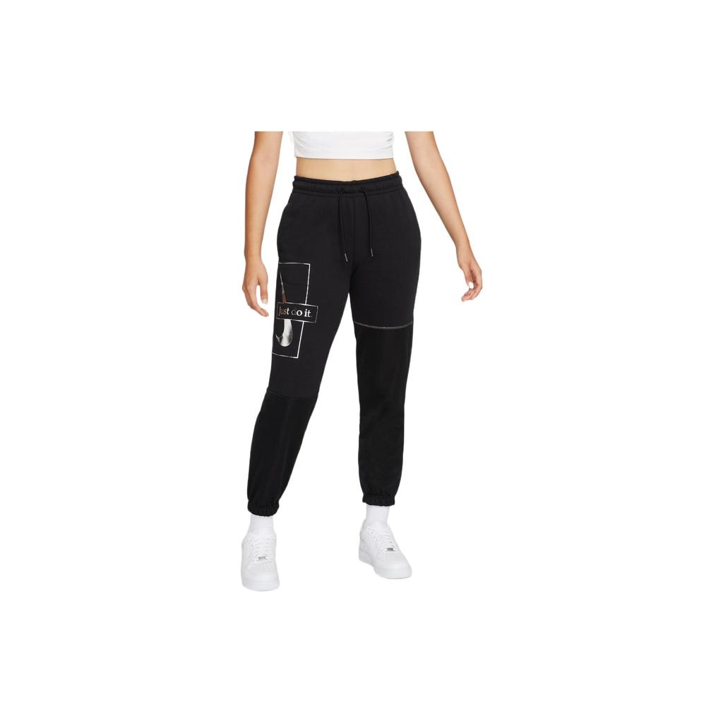 Nike Logo Letter Print Elastic Fleece Warm Cuffed Sports Pants Women pants Black DM1750-010