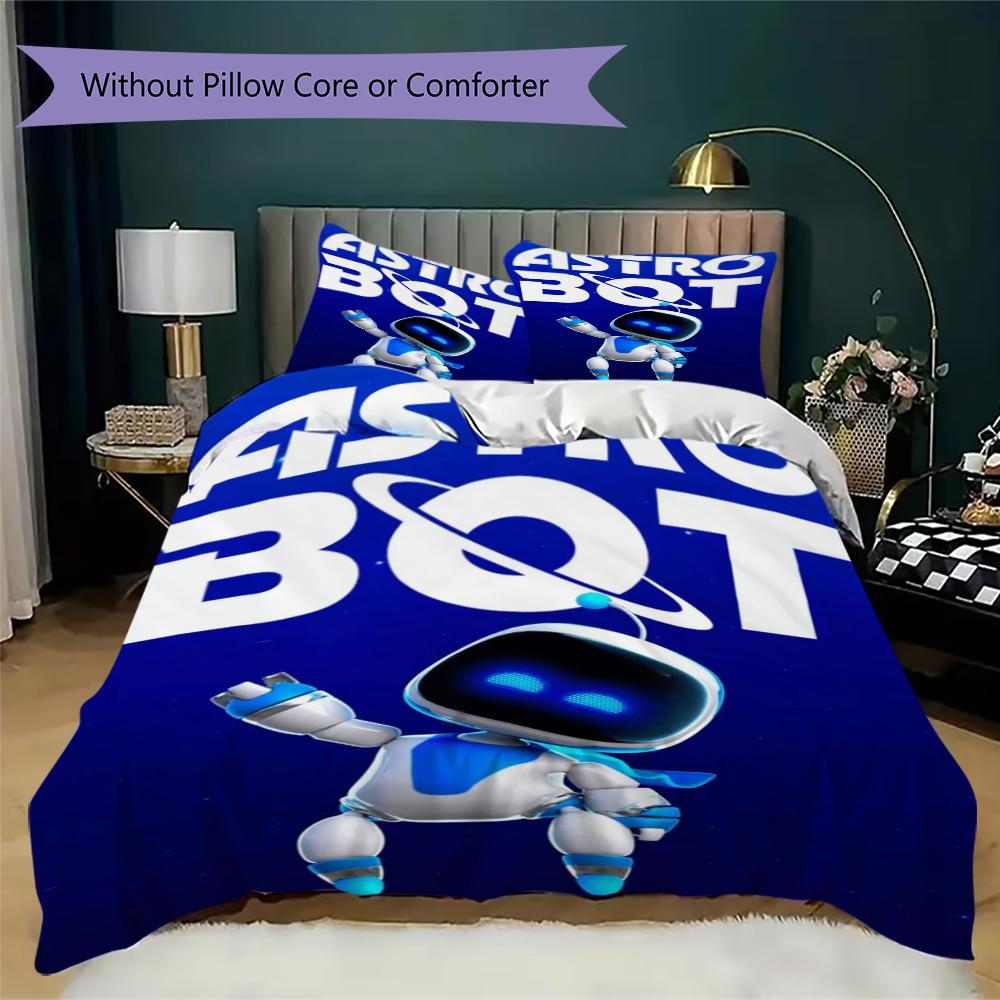 Parure de lit ASTRO BOT motif uilt Set uilt Housse Taie d'oreiller Décoration de maison Cadeau d'anniversaire (1 * housse de couette + 2 * taie d'oreiller sans garnissage)