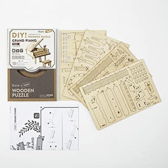 3D Wooden Puzzle TG402 Grand Piano with Japanese Instructions Tsukurundesu®