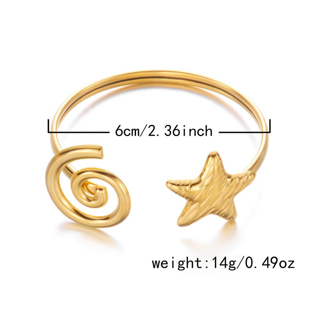Women's Dainty Spiral Stainless Steel Cuff Bracelets Multilayer Shell Starfish Open Bangle Summer Beach Jewelry Gift
