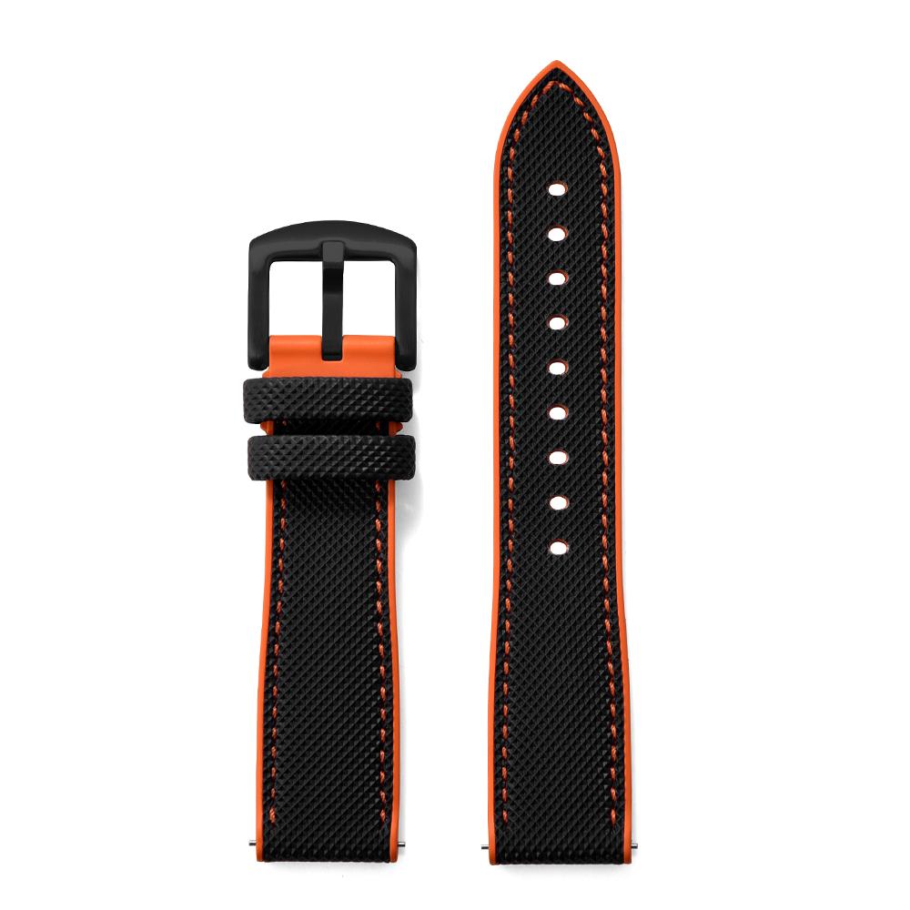 STAPELP Hybrid FKM Sailcloth Nylon Watch Strap 18mm 20mm 22mm 24mm Fluoro Rubber Leather Watchband For Each Brand Diving Watches