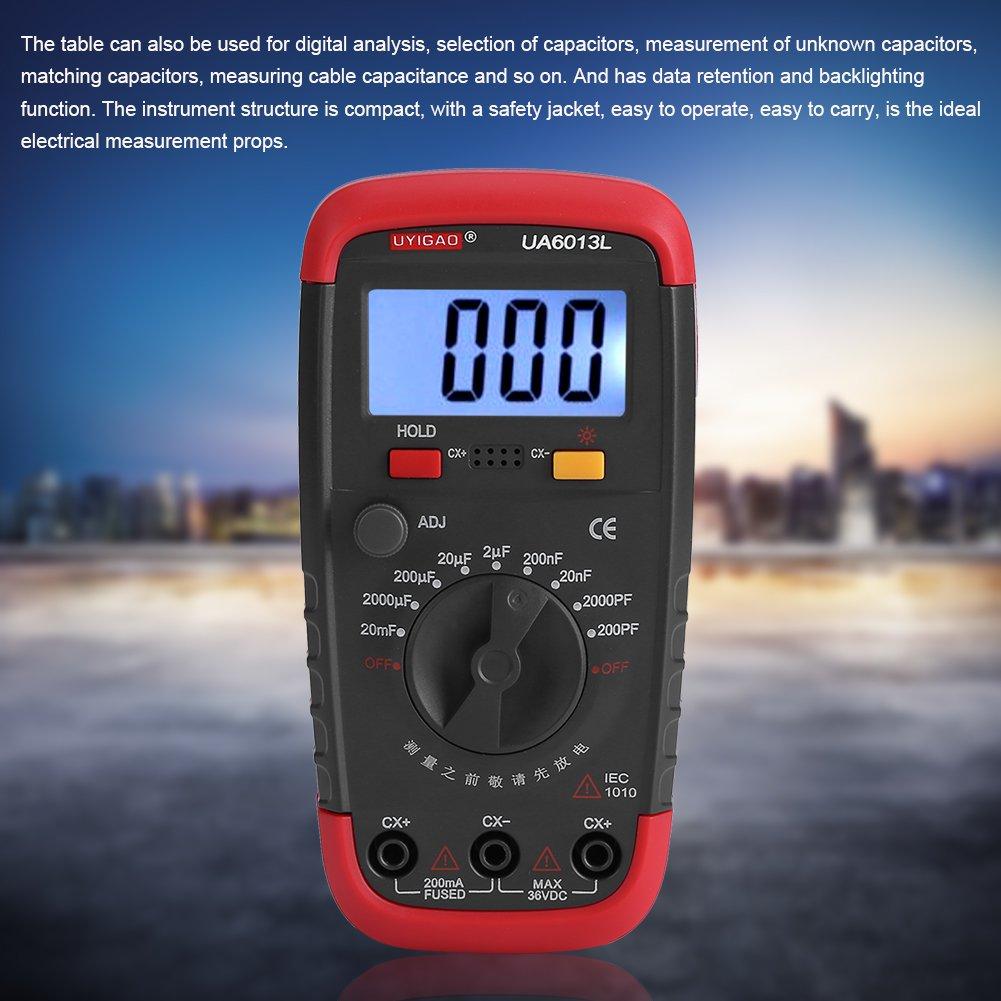 Capacitance Meter, Digital Multimeter, Capacitor Meter Tester, Electronic Measuring Instrument, Battery-Powered, LCD Display, Suitable for Digital Ana