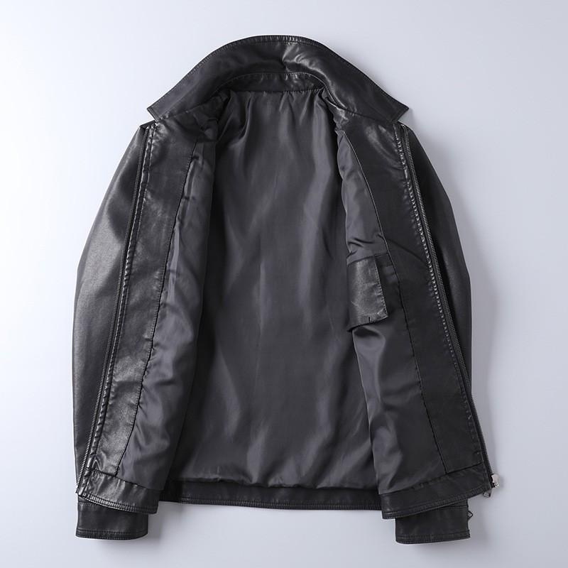 Mens Slim Fit PU Leather Jacket Casual Biker Style Fall Outerwear Youth