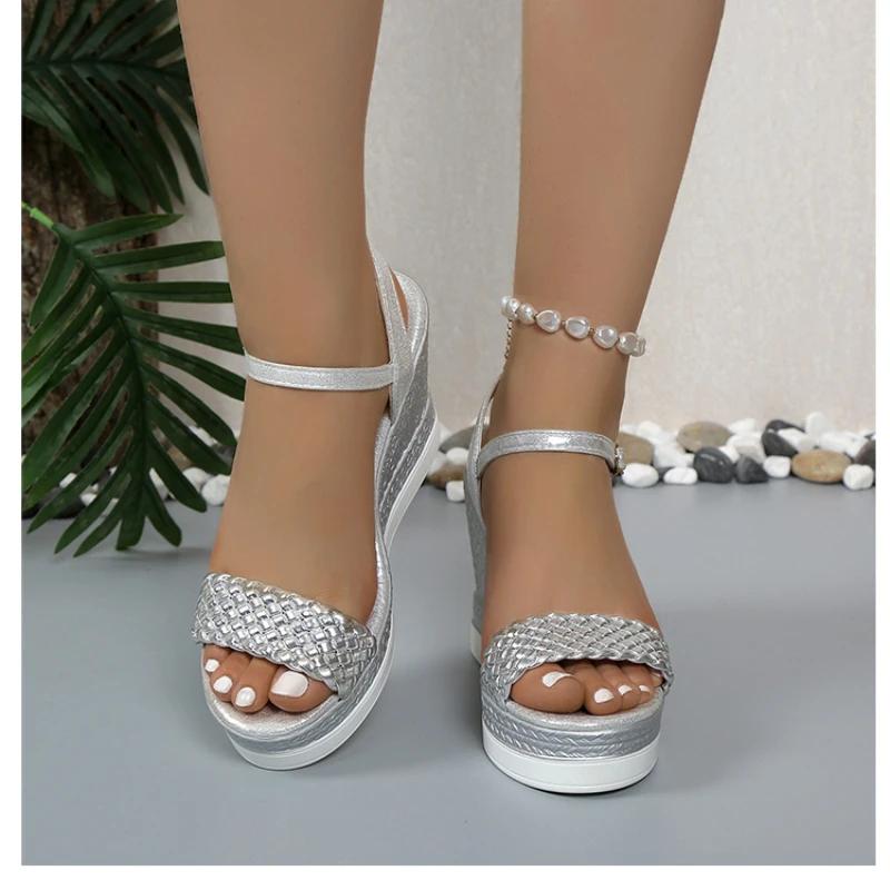 Fashion 2024 Women's Summer Wedge Sandals Thick Sole Sandals with Open Toe Thick Sole Casual Shoes Sandals
