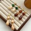 Retro Court Long Dangle Earrings: Unique Resin Minimalist Design for Women