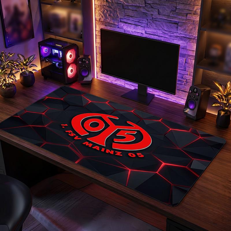 Mainz FC Theme Pattern Mouse Pad, Soccer Logo Design XXL Gaming Desk Mat Non-Slip Computer Mouse Pad