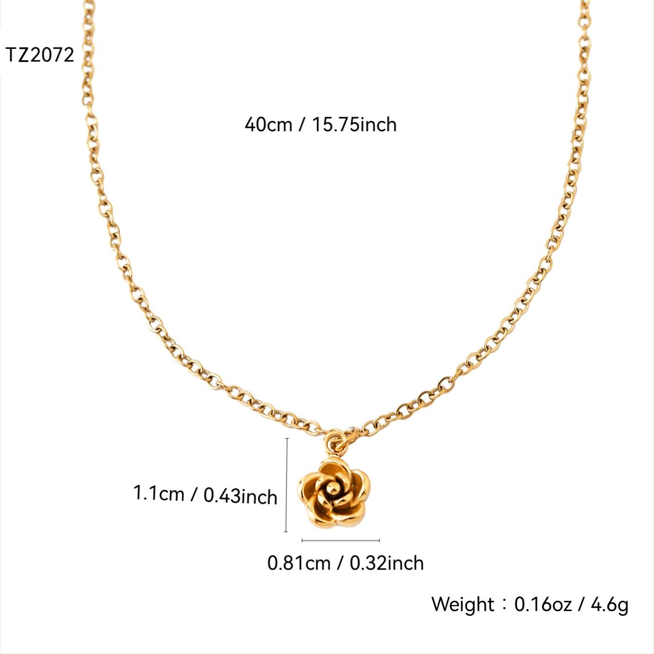 

Мода Простой Элегантный Темперамент Чувство Высокого Качества Нержавеющая Сталь 18K Позолоченная Роза Подвеска Ожерелье Женский Циркон