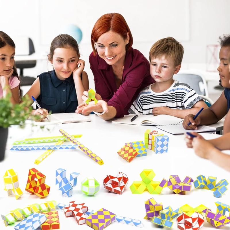 Stress-Relief Diy Intellectual Development Toy Colorful Versatile Magic Ruler And Cube Multi-Level Children'S Day Activity Gift