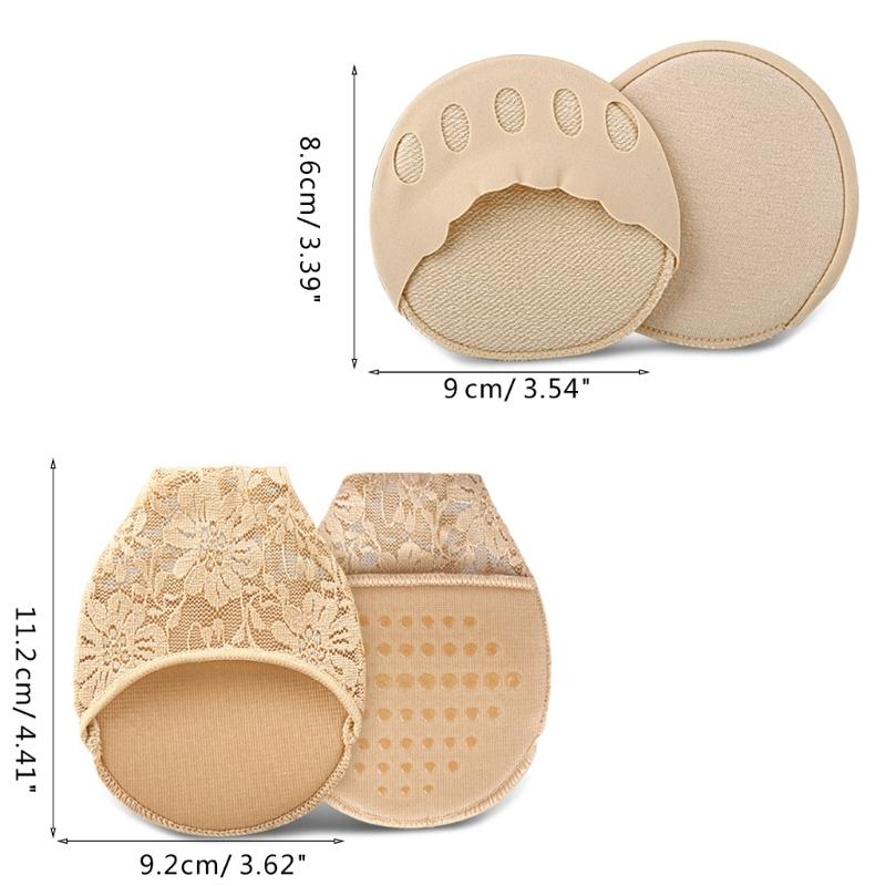 1 Pair Half Toe Socks Women Lace Toe Topper Socks No Show Liner Invisible Toeless Socks Forefoot Non-Slip Insoles Pads