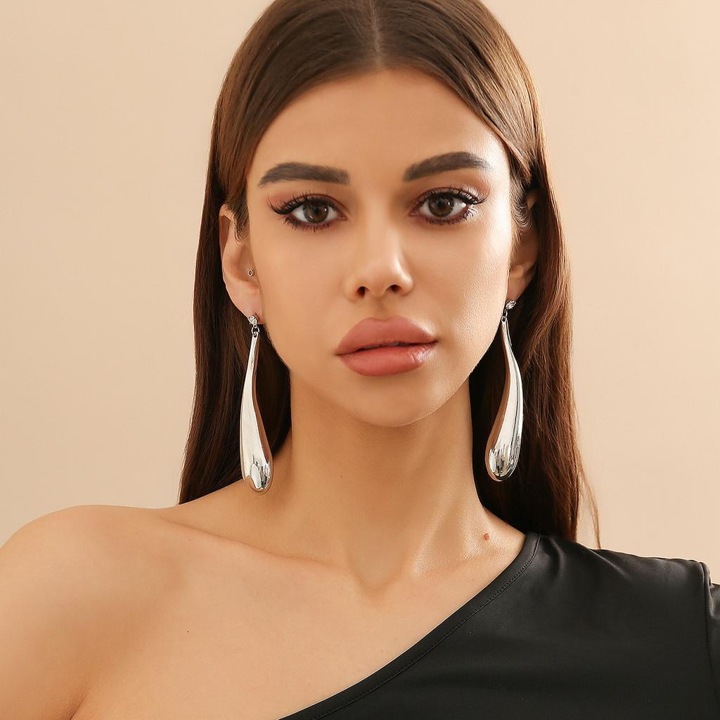Exaggerated Punk Style Big Water Drop Pendant Necklace, Fashion Trend Geometric Metal Collarbone Chain