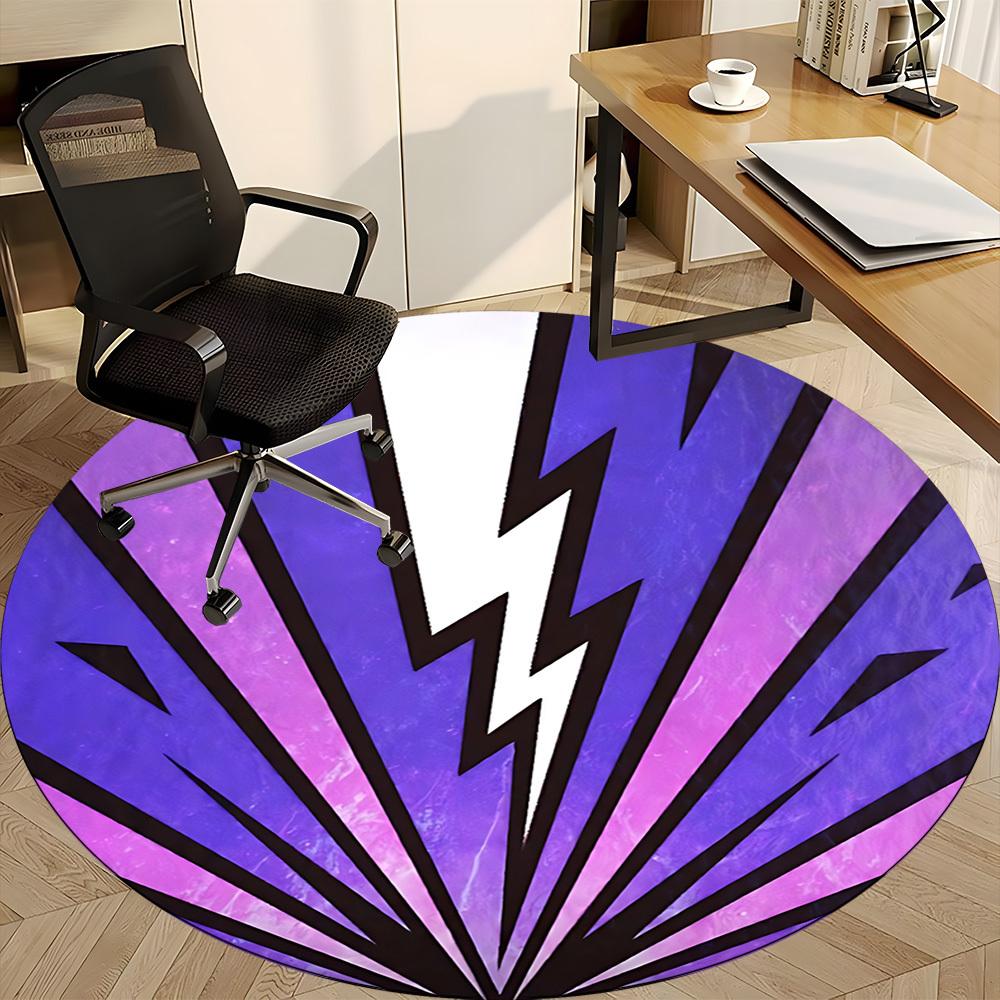 1PC Lightning Bolt Office Round Rug, Non Slip, Soft and Durable Office Rug for Interior Decoration, Perfect for Office