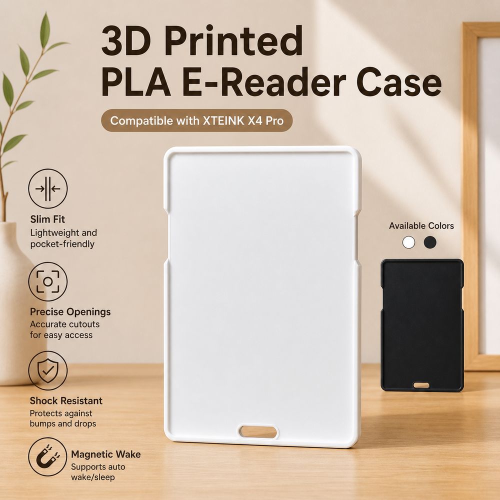 3D Printed PLA E-Reader Case Full Coverage Case for XTEINK X4 Pro Portable Electronics