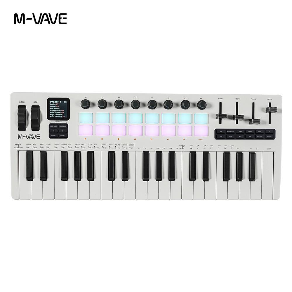 

SMK-37PRO — это портативный перезаряжаемый синтезатор/MIDI-клавиатура, идеально подходящий для создания и аранжировки электронной музыки. белый