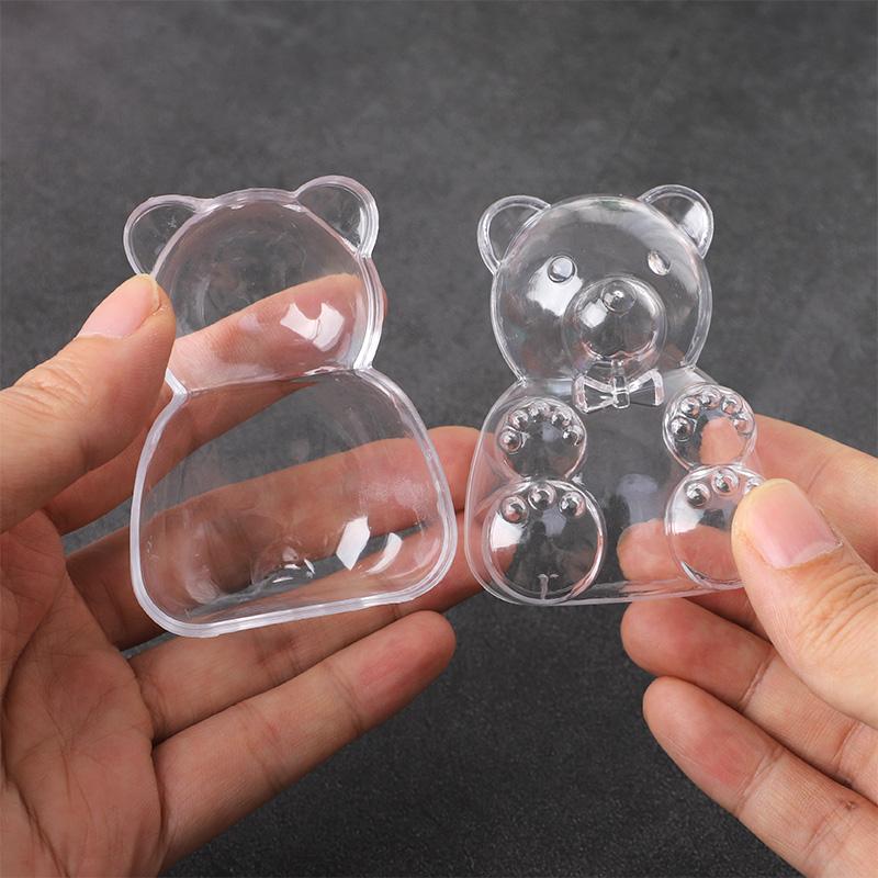 10pcs Bear Shaped Gift Box Clear Plastic Bear Candy Snack Container for Wedding Birthday Party Decor Supplies Baby Shower Favors