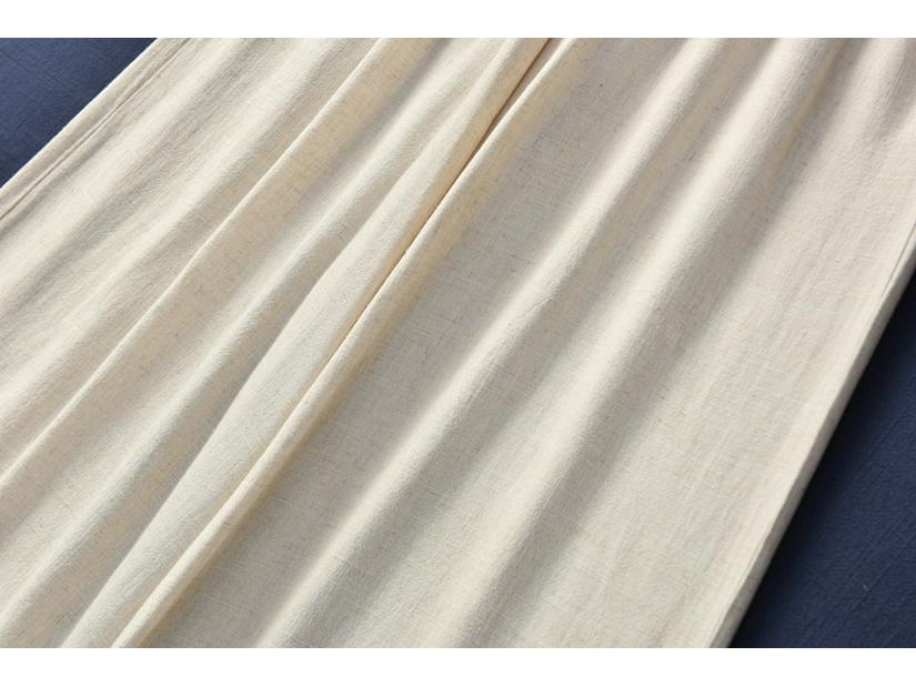 2025 Spring/Summer Nianbaixiu Women's Cotton Linen Wide-Leg Trousers - Zen-Inspired Light Retro Style
