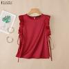 Canotte senza maniche casual da donna con scollo tondo tinta unita