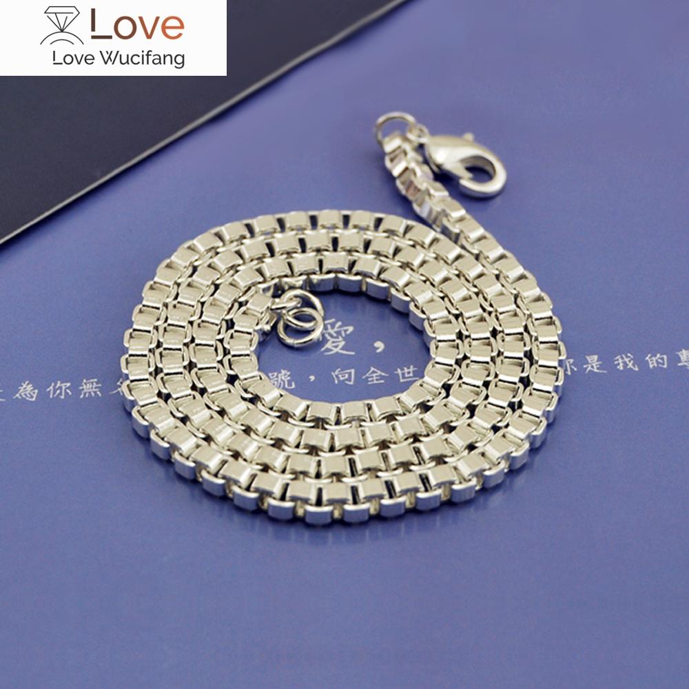 

925 пробы штампованное серебро классические 4 мм цепочки-коробки ожерелья для женщин и мужчин модные вечерние свадебные украшения рождественские подарки 50CM 20 inches