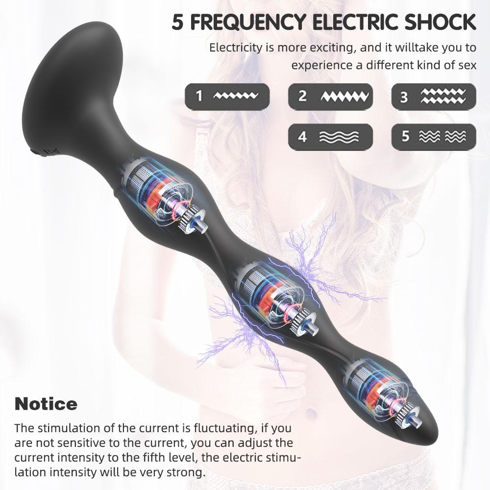 Smart Heating Anal Plug Electric Shock Butt Plugs Anal Beads Prostate Massager Female Masturbator Erotic Sex Toys for Couple