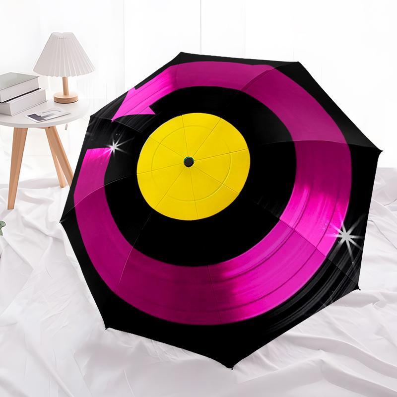 1PC Retro Records Umbrella Automatic Open/close, Sturdy Iron Frame & 8-Rib Structure, Umbrella for Women & Men, Christmas Gift
