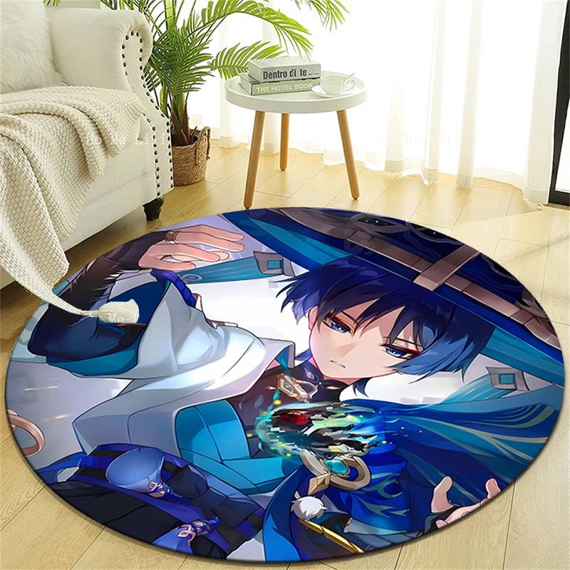 1pc Genshin Impact Wanderer2 Design Printed Area Round Carpet for Bedroom Living Room Home Decor Rugs Mat Non Slip Mat Rug for Bedside