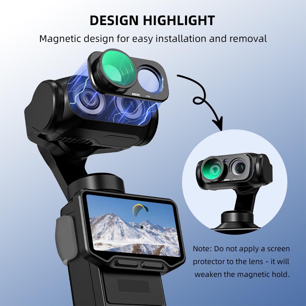 For Insta161 Luna Ultra Magnetic Wide-angle Lens Expanded Lens Sports Camera 111 °Wide-angle Lens Gimbal Camera Accessories