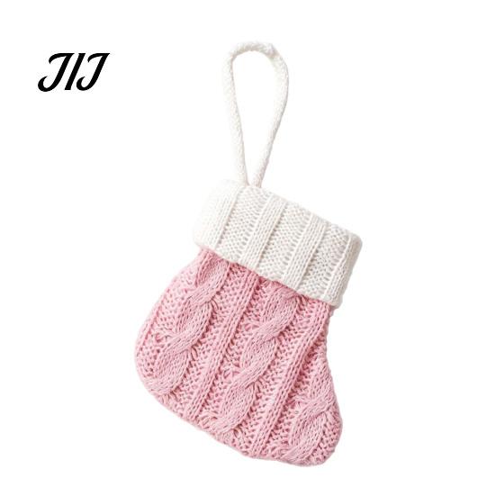 Xmas Tree Hanging Ornaments Christmas Tableware Holder, Knitted Stockings Spoon Knife Fork Mini Bag for Fireplace, Tree, Holiday Party Dinner