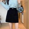 2023 Autumn/Winter Women's High Waist Corduroy A-Line Skirt - Slim Fit, Retro Korean Style, Anti-Exposure Design