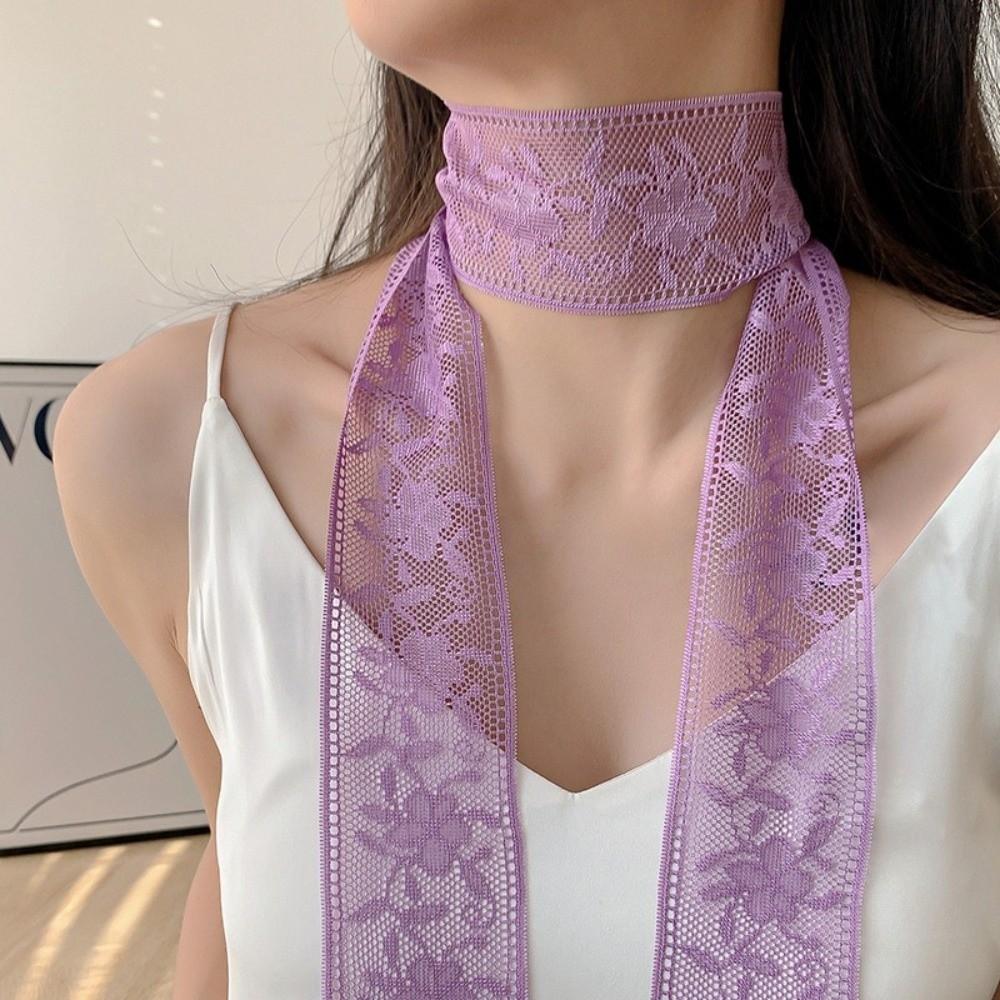 Thin Evening Party Scarves Soft Lace Neck Strap Retro Lace Wrap Scarves  Dress Decoration