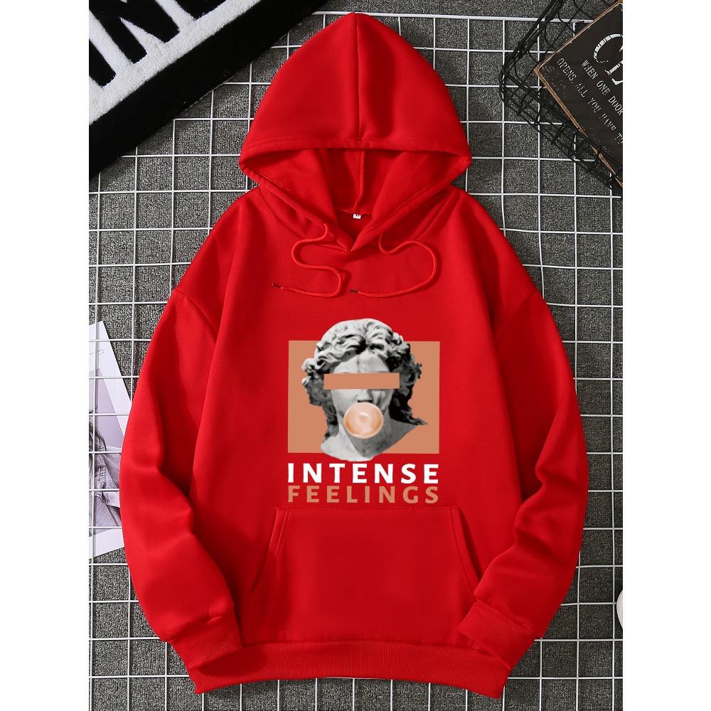 INTENSE FEELINGS Creative Printing Female Hoodies Pocket Loose Pullover Hip Hop Women Multicolor Hoodie Casual Clothes