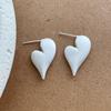 Women Matte Metallic Irregular Heart Drop Earrings Gold Silver Plated Copper Daily Jewelry