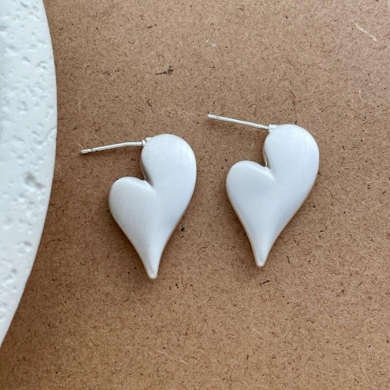 Women Matte Metallic Irregular Heart Drop Earrings Gold Silver Plated Copper Daily Jewelry