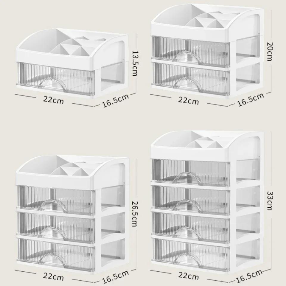 Scatola portaoggetti in stile cassetto Scatola portaoggetti trasparente per gioielli e prodotti per la cura della pelle Organizer antipolvere ad alta capacità per la scrivania