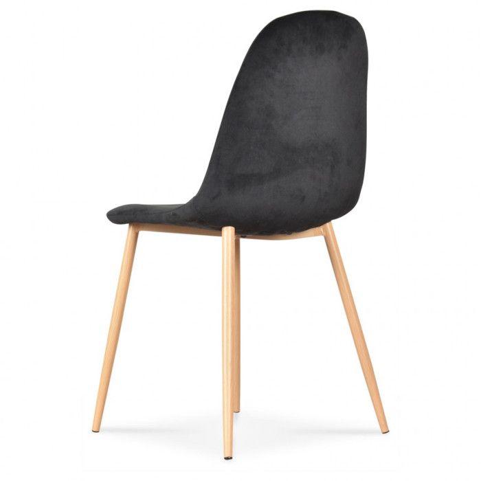 Opjet "Josef" Velvet Chair with Wood-style Legs - Black