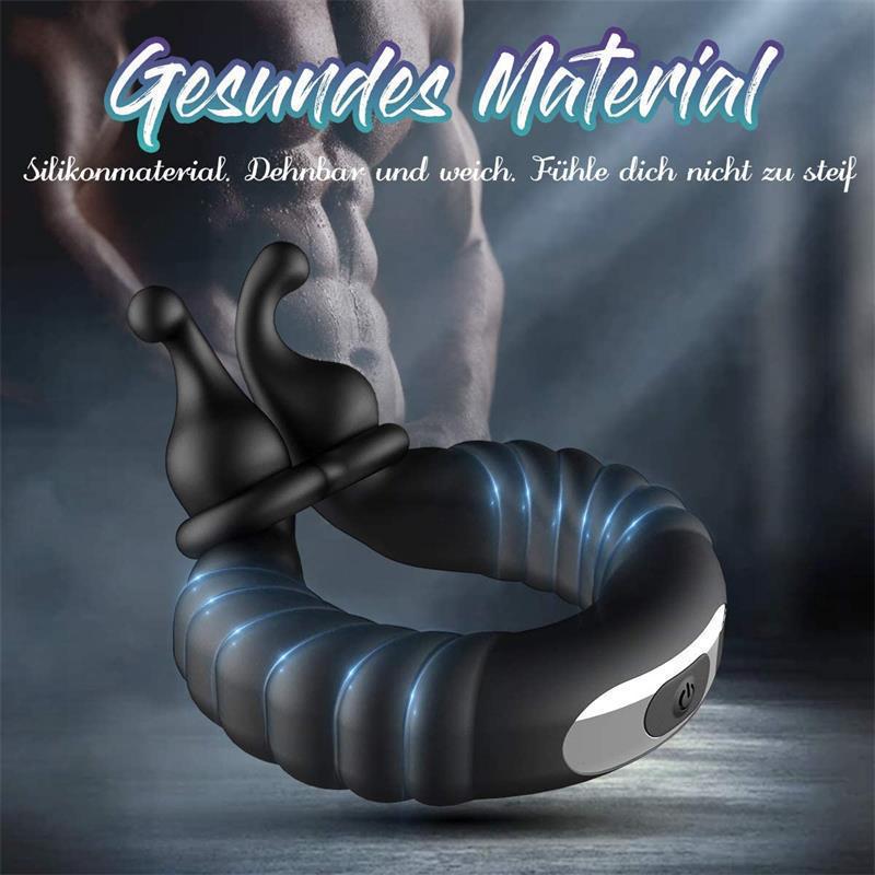 USB Rechargeable Snail Men's Vibrating Massage Ring - Delay Adult Pleasure Device