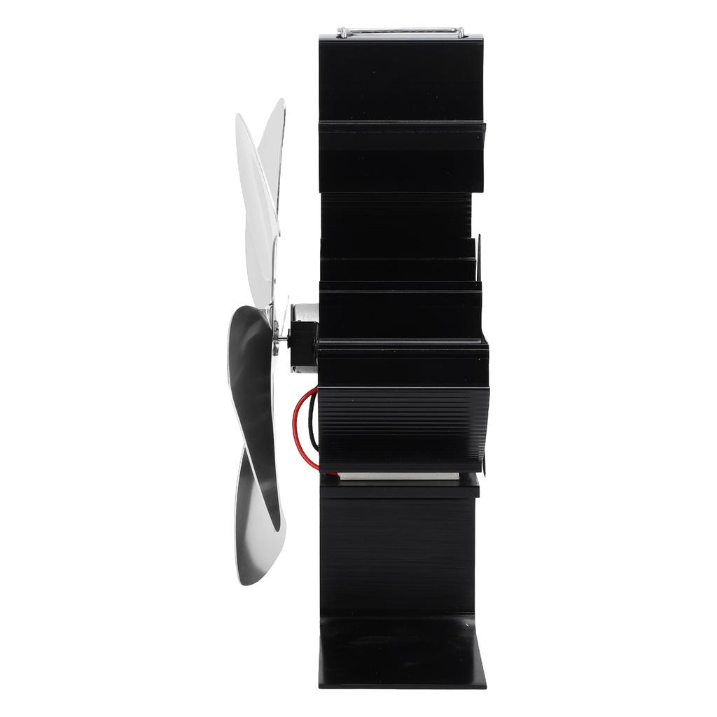 5 Flügel Holzofenventilator mit Hitzeschild Thermometer Aluminiumlegierung Leiser Betrieb Wärmegetrieben