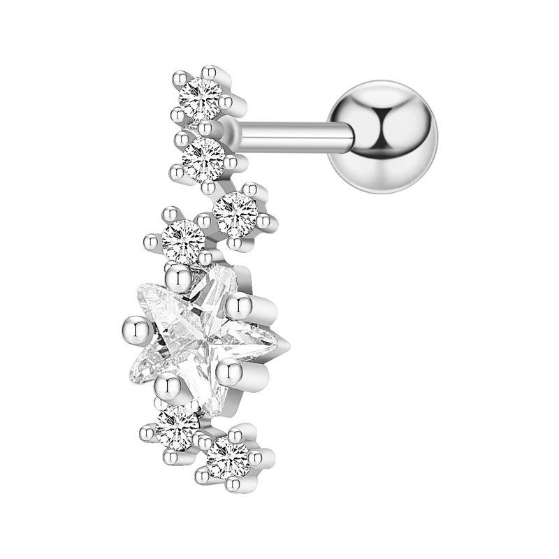 Floral Pave Diamond Mini Screw Stud Earrings 