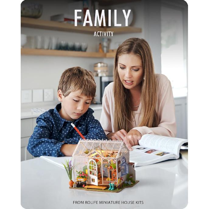 DIY Miniature House Kit Dreamy Garden House, Tiny House Kit for Adults to Build, Mini House Making Kit with Furnitures, Halloween/Christmas